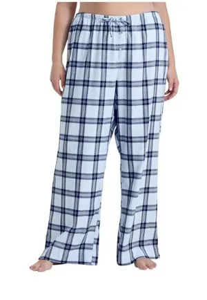 NWT Wild Fable Wide-Leg Mid-Rise Elastic Waist Pajama Pants Plaid Blue 2X thumbnail 1