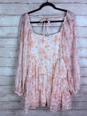 Altar’d State Peach Floral Long Sleeve Mini Dress thumbnail 3