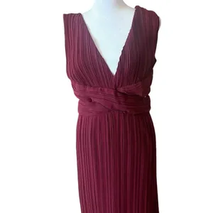 Lulu's Compelling Poise Burgundy Plisse Cutout Sleeveless Gown‎ Size Large NWOT thumbnail 3
