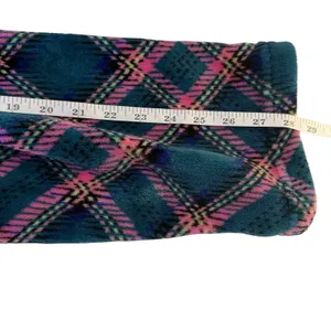 Victoria's Secret Cozy Short Plush Bath Robe Green Pink Plaid Medium/Large thumbnail 11
