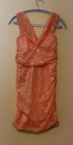 Lucy in the sky Pink sequin mini cocktail dress size‎ Medium thumbnail 1