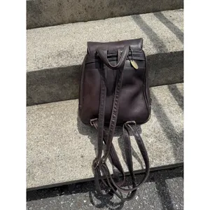 Davis King Vintage Dark Brown Patina Leather Mini Rucksack Flap Zipper Pockets thumbnail 9