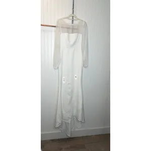 NWOT Lulus Immaculate Romance White Sheer Organza Long Sleeve Maxi Dress Sz S thumbnail 6