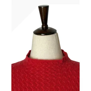 Forte Cashmere Mock Neck Sweater Women Small Red Textured Knit Quiet Luxury‎ thumbnail 4