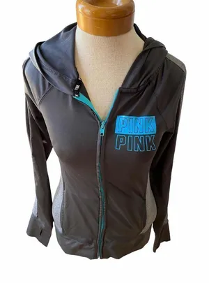 Pink Victoria’s Secret gray zipper hoodie size XS thumbnail 1