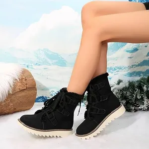 NWT ~ Black Faux Suede Fur Lined Lace Up Snow Boots ~ Women's Size 40 (9-9.5) thumbnail 4