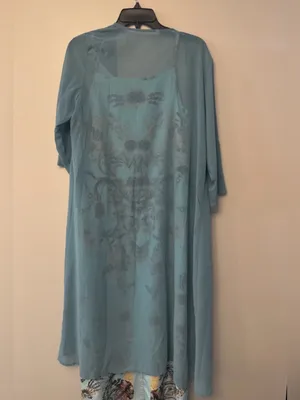 NEW Printed Slip Dress with Sheer Duster Sz M thumbnail 2