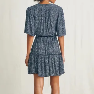 Faherty Orinda Tie Waist Button-Up Crepe Minidress XS thumbnail 5