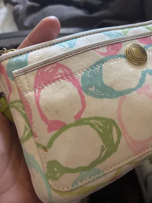 a vintage Coach Y2K pastel scribble wristlet ivory Canvas bag thumbnail 15