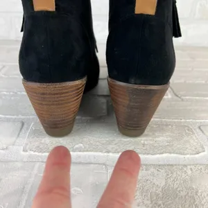 Dr Scholls Ankle Booties Womens 9 M Black Faux Suede Wedge Lace Up Zipper Nelly thumbnail 5