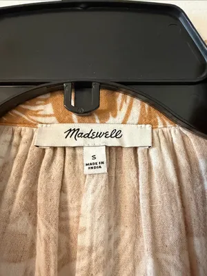 Madewell Women's Button-Front Leaf Print Midi Dress in Mustard size S thumbnail 3