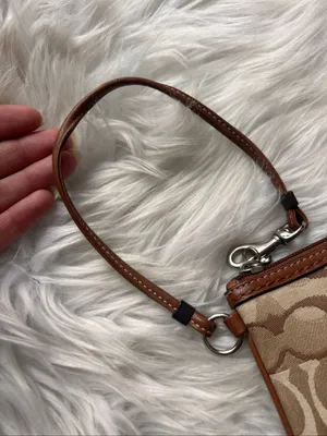 Coach Y2K brown wristlet small signature sees with the leather strip thumbnail 2