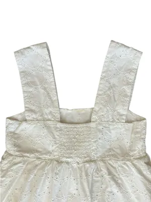 By Anthropologie Women’s Square Neck Eyelet White Lace Tiered Midi Dress Sz XXS thumbnail 7