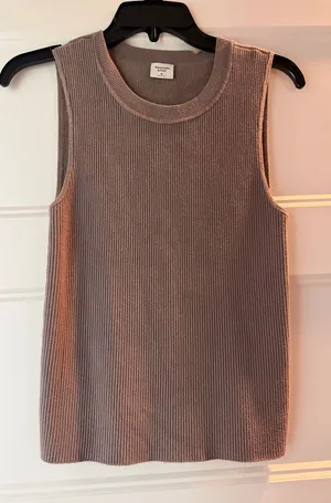 A&F Women’s M Rib-Knit Tank Top - Taupe thumbnail 1