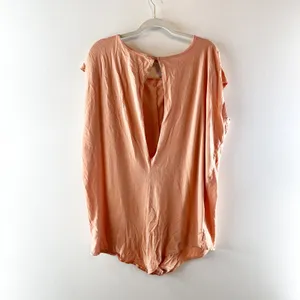 Free People Beach Short Sleeve Ice Cream Waistless Romper Orange Medium thumbnail 6