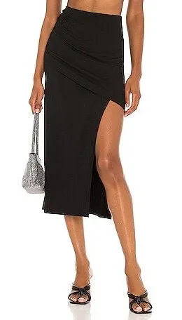NBD Black Draped Asymmetrical Skirt thumbnail 1