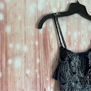Element Eden Black Dot Paisley Print Spaghetti Strap Strapless Maxi Dress Size L thumbnail 11