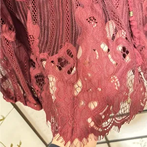 Taylor & Sage COPY - Layson Elegant Lace Women's Top in burgundy red blouse thumbnail 5