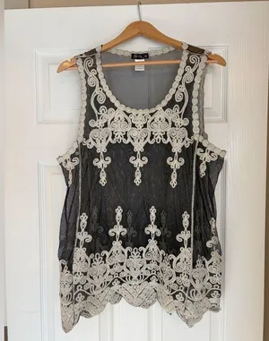 Lily by Firmiana Lace Embroidered Top Lingerie Size 2X Sheer Sexy Camisole U6 thumbnail 1