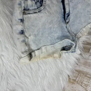 Garage Retro High Waist Acid Wash Denim Shorts Rolled Cuff‎ Distressed Size 1 thumbnail 8