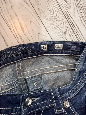 Miss Me Jeans Women’s 32 Bootcut Dark Wash Embellished Floral Rhinestone thumbnail 8