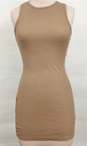Hollister Co Bodycon Sleeveless Ribbed Tank Dress Tan Small thumbnail 1