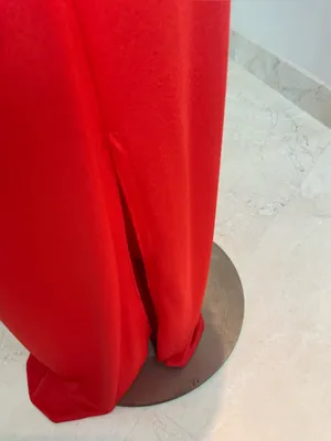 Vtg Bold Red Gathered-Waist Maxi Dress sz Sm-Med thumbnail 5