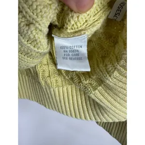 Mark Fore & Strike Butter Yellow Cable Knit Sweater Women Large Fisherman Cotton thumbnail 3