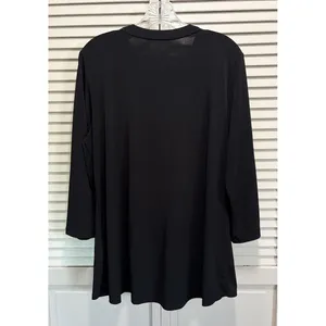 Susan Graver Black Long‎ Sleeve Flowy Blouse Size Large Relaxed Lightweight thumbnail 5