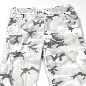 Gigi Moda Joggers Womens Made in Italy Camo‎ Rhinestone Gray White Cotton thumbnail 4