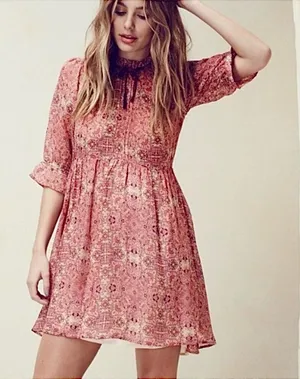 For Love and Lemons Geneva Patterned Mini Dress Size Small thumbnail 1