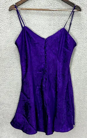 Adonna Slip Dress Women M Purple Jacquard Floral Mini Y2K Coquette Romantic‎ thumbnail 1