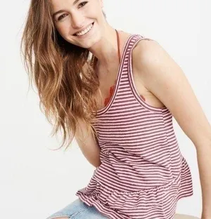 Abercrombie & Fitch peplum burgundy stripe… thumbnail 2