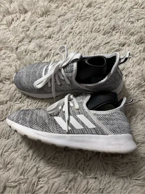 adidas Cloudfoam Sneakers Women’s Size 6.5 Grey and White Knit Lace-Up Sneakers thumbnail 7