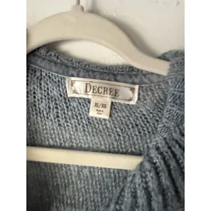 Decree Sweater Y2k XL Gray Metallic Ruffle Open‎ Cardigan Knit Cropped Soft thumbnail 5
