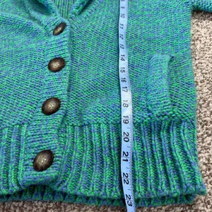American Eagle Chunky Knit Shawl Collar Cardigan Sweater LG Green Blue‎ Pockets thumbnail 11