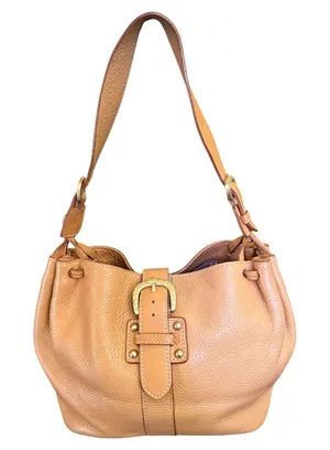 Dooney & Bourke Brown Pebbled Leather Buckle Hobo Shoulder Purse thumbnail 1