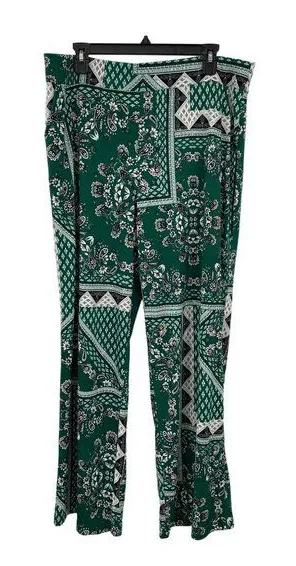 Maurices Pants Womens XL Used Green Black Casual Palazzo thumbnail 1