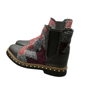 Free People Brayden Western Booties Black Kilim Woven Studded Leather 37 Womens thumbnail 8