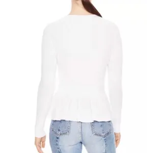 SANDRO stanislav Cardigan white sweater Women long sleeves size Medium Top Zipup thumbnail 3