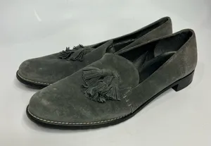 Stuart Weitzman‎ Guido gray leather tassel loafers women’s size 8.5 professional thumbnail 1