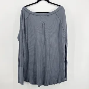 Free People We The Free Small Gray Arlo Thermal‎ Waffle Knit Oversized OB1169470 thumbnail 6