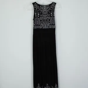Soma Womens Jersey‎ Knit Baroque Keyhole Smocked Maxi Dress Size XS Black Boho thumbnail 8