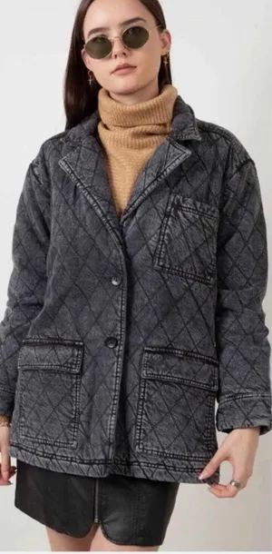 Young Fabulous and Broke Anthropologie Walker Mineral wash-black Quilted Shacket jacket thumbnail 1