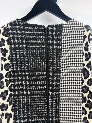 Alice and Olivia Clyde in Black & White Patchwork A-line Mini Shift Dress sz 4 thumbnail 7