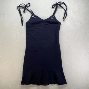 Gianni Bini Navy‎ Blue Nancy Sundress Linen/Cotton Strap Ties Grommet Size XS thumbnail 8
