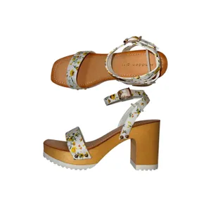 Madden Girl Caprise Block Heel Sandals White Yellow Floral thumbnail 3