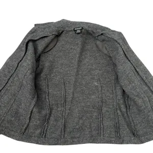 Vtg y2k Sarah 100% Wool Jacket Sz L Gray Minimalist Normcore Corporate Chic thumbnail 5