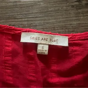 Skies Are Blue Womens Red Short Sleeve Pleated Blouse Size Small thumbnail 3