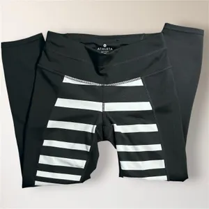 Athleta Sonar Capri Leggings XXS Black White Striped Yoga Running‎ Athletic thumbnail 5